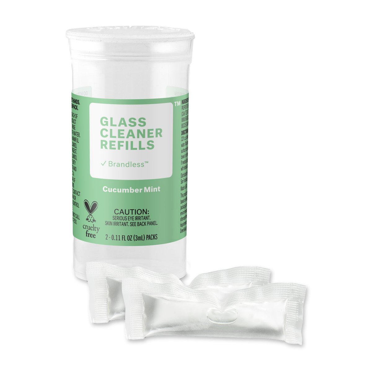Glass Cleaner refill packet close up view