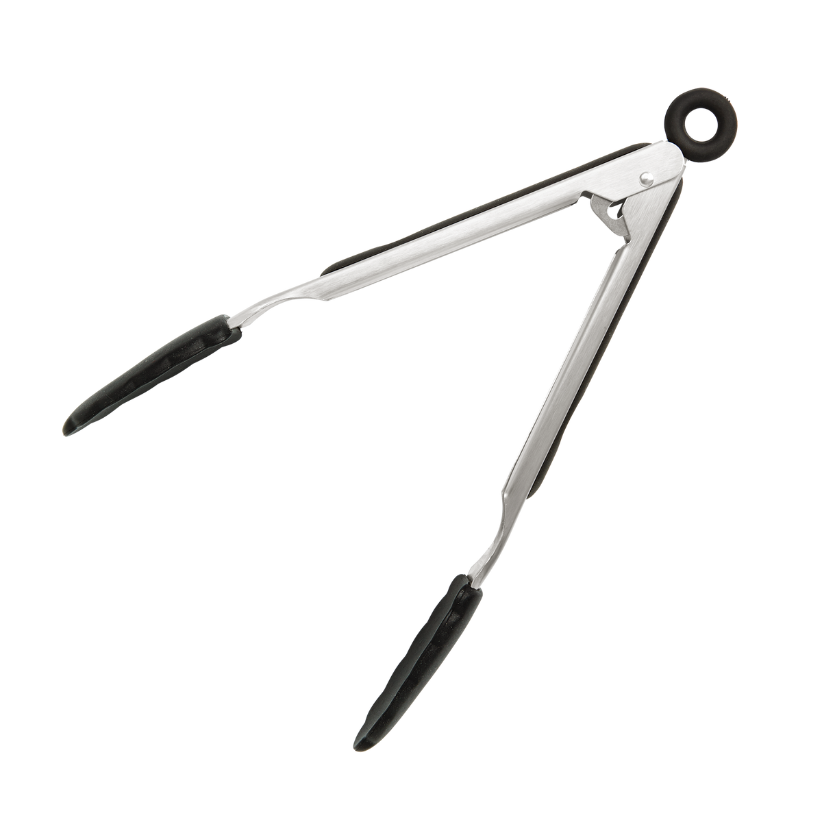 Product photo, side view, 9 inch silicone tongs.