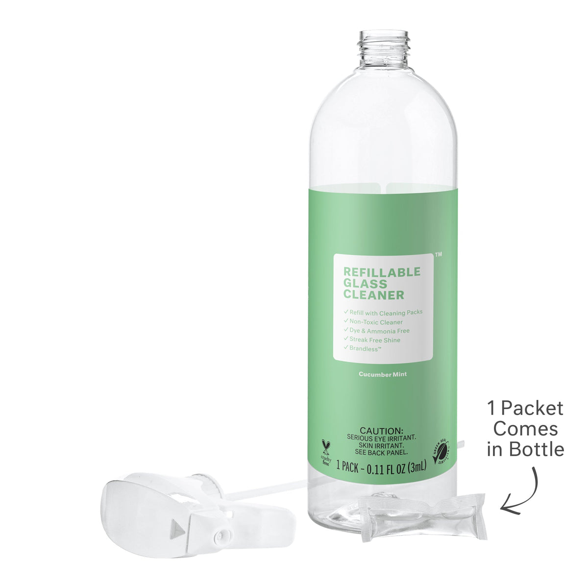 Cucumber mint glass cleaner bottle