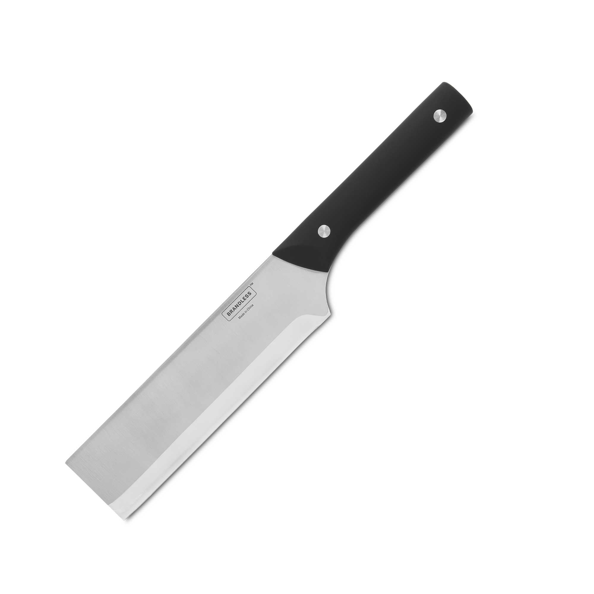 Product photo, nakiri knife with riveted handle.