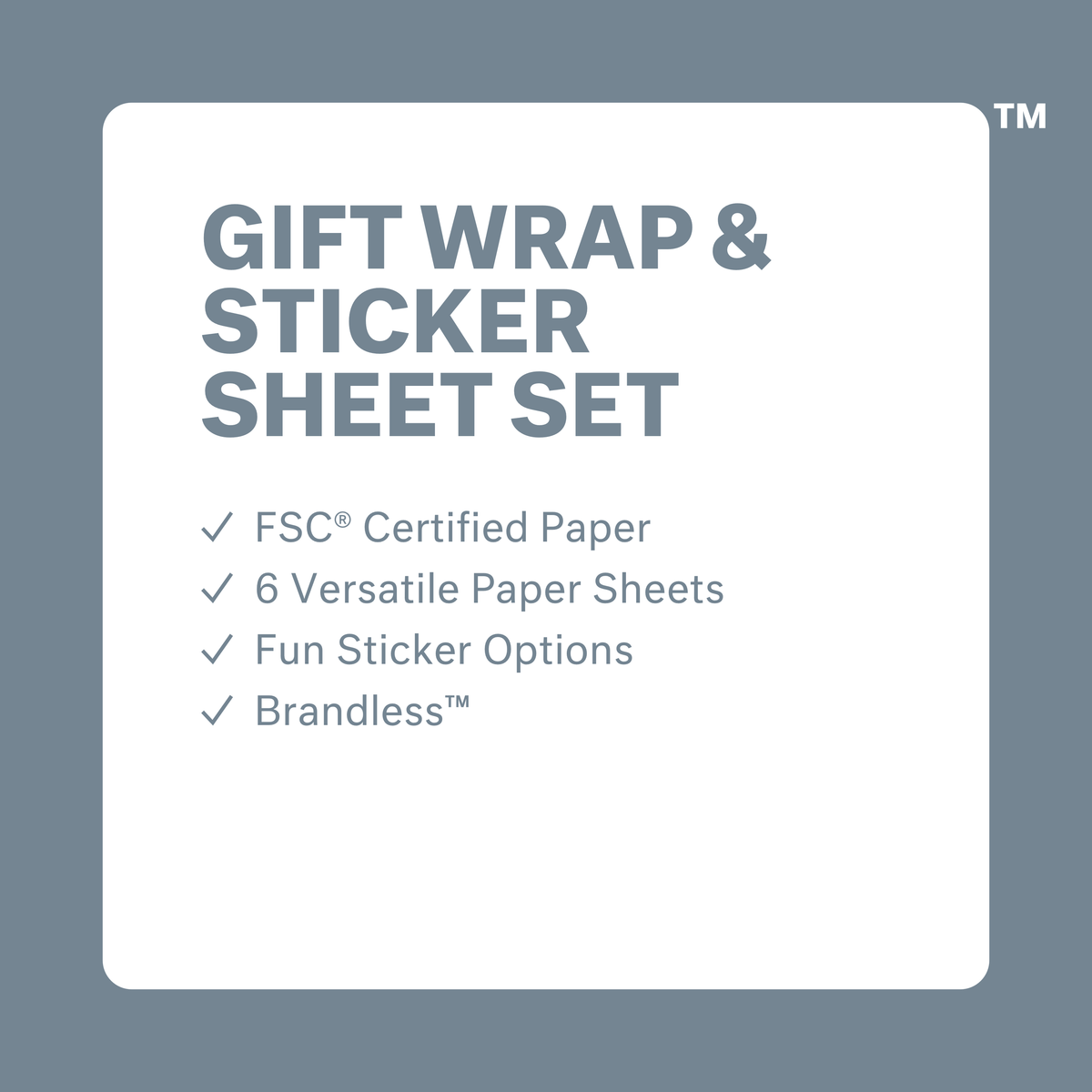 Gift Wrap and Sticker Sheet Set: FSC certified paper, 6 versatile paper sheets, fun sticker options, Brandless.