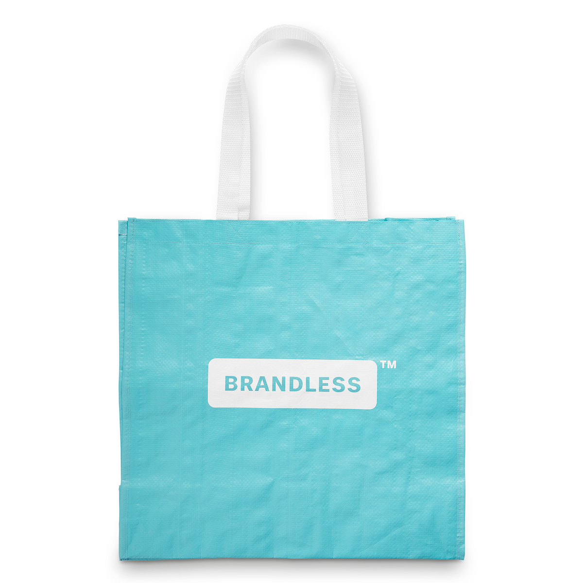 Side B view, teal bag, Brandless logo centered.