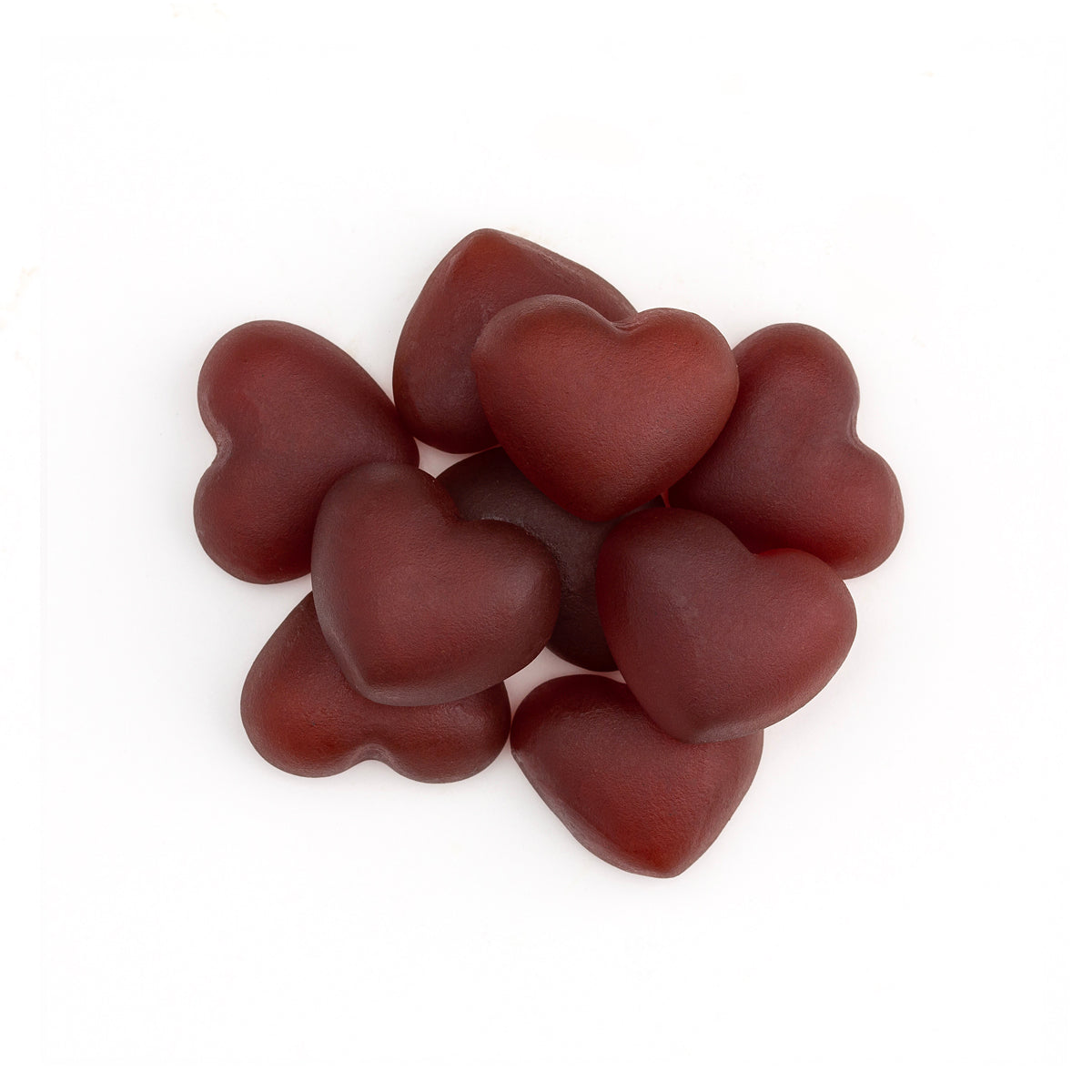 detail of heart-shaped gummies