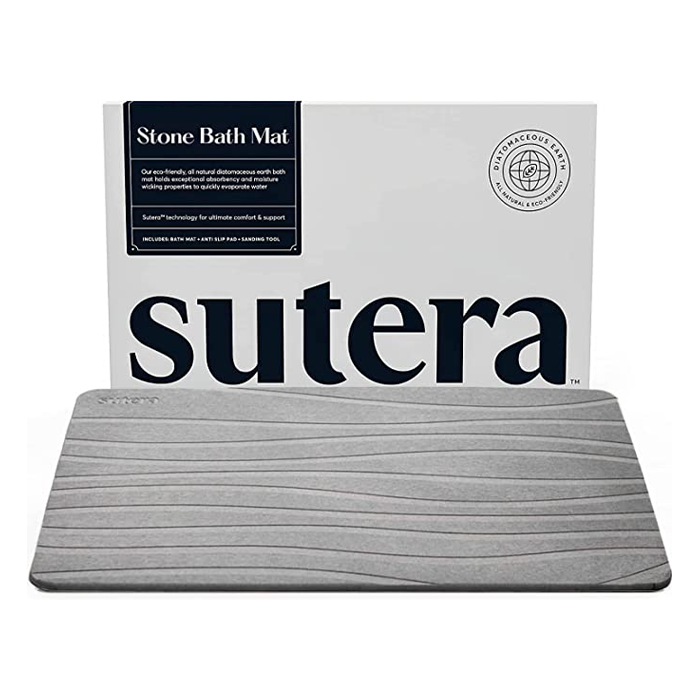 Sutera Stone Bath Mat, Charcoal Grey